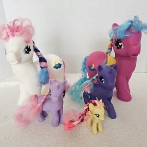 My Little Pony Lot Of 5 Various Sizes And Colors Pink Unicorn Horn Lights Up